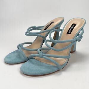 Nine West Kims 2 Light Blue Faux Suede Strappy Heels Clubwear Womens Size 7